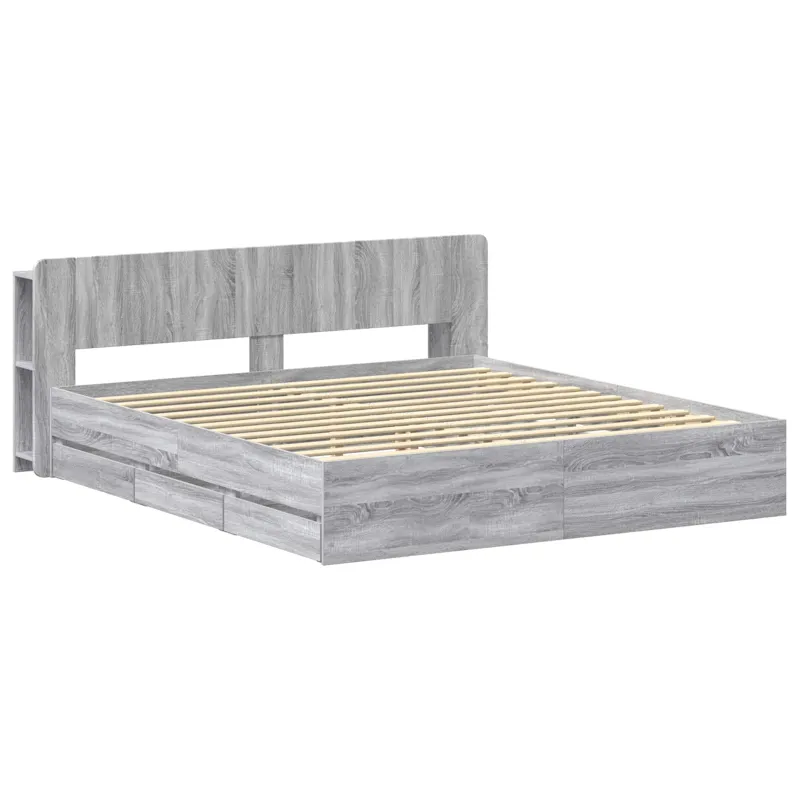 Lovos rėmas su saugojimu Pilka Sonoma 200 x 200 cm