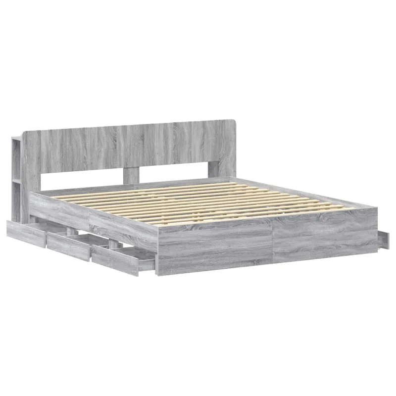 Lovos rėmas su saugojimu Pilka Sonoma 200 x 200 cm