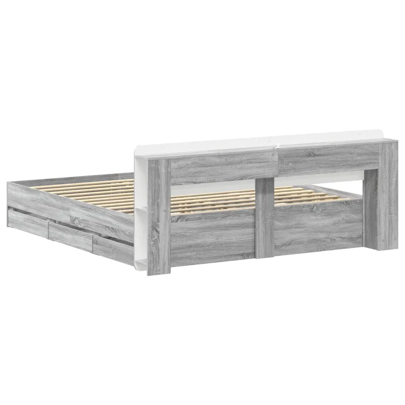 Lovos rėmas su saugojimu Pilka Sonoma 200 x 200 cm
