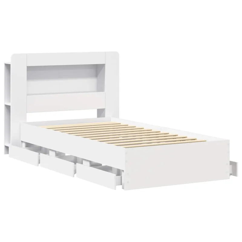 Lovos rėmas su saugojimu Balta 75 x 190 cm Apdirbta mediena