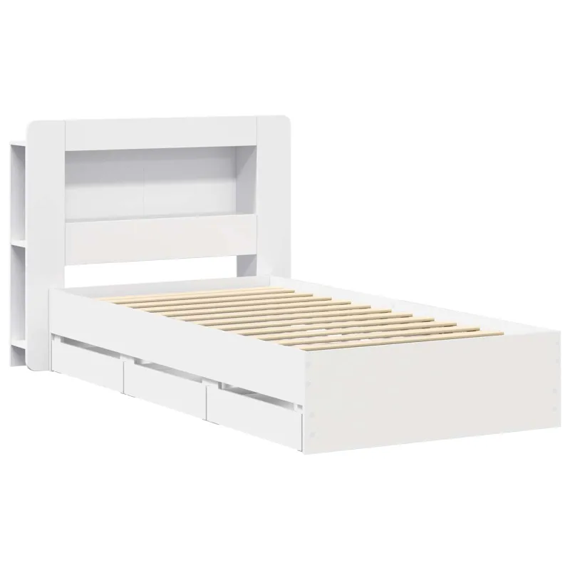 Lovos rėmas su saugojimu Balta 80 x 200 cm Apdirbta mediena