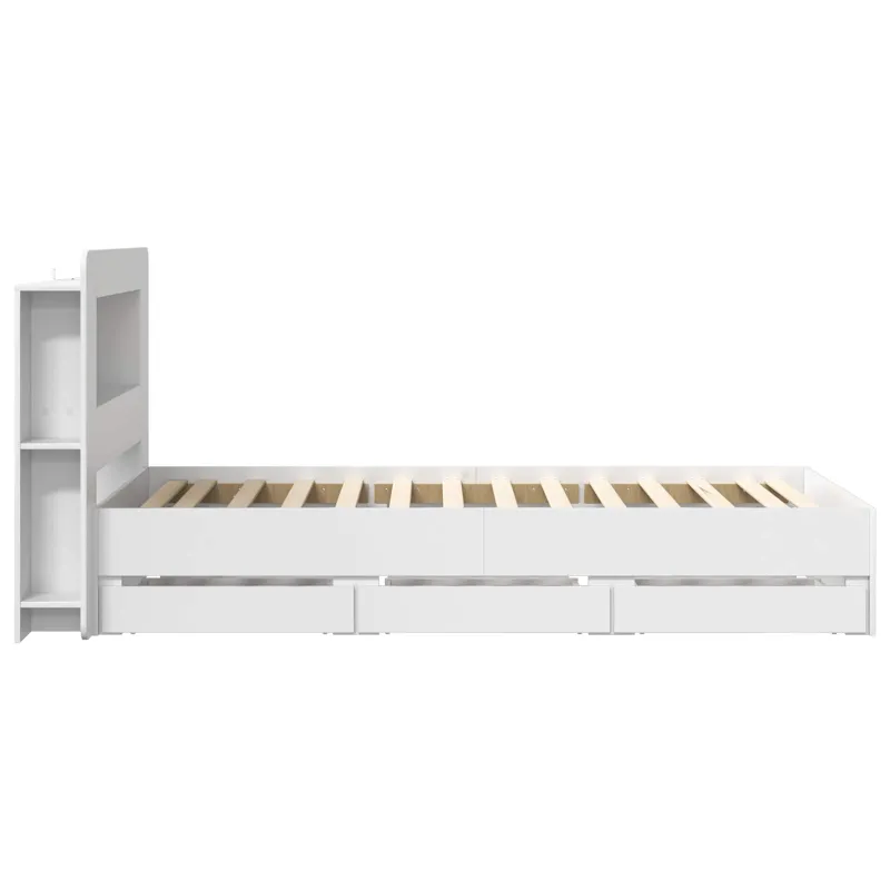 Lovos rėmas su saugojimu Balta 80 x 200 cm Apdirbta mediena