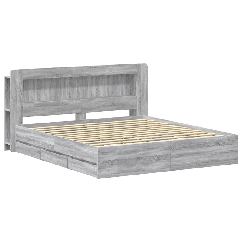 Lovos rėmas su saugojimu Pilka Sonoma 200 x 200 cm