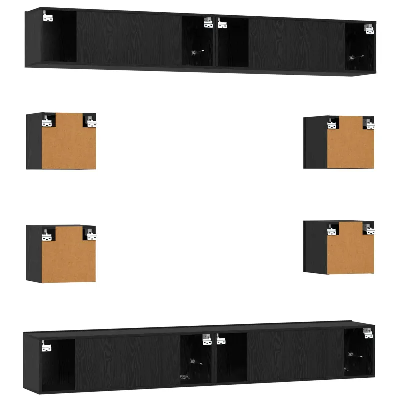 TV spintelių komplektas 8 pcs 100 x 30 x 30 cm Juodojo ąžuolo
