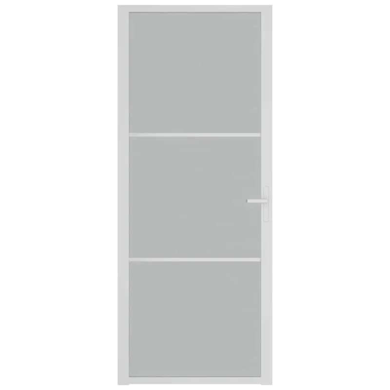 Vidaus durys, baltos, 83x201,5cm, matinis stiklas ir aliuminis
