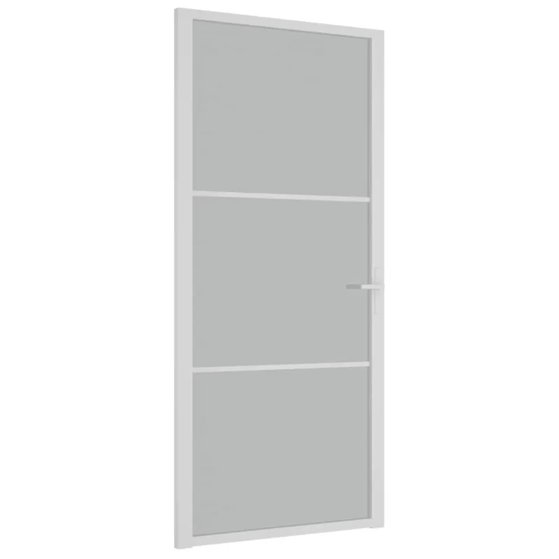 Vidaus durys, baltos, 93x201,5cm, matinis stiklas ir aliuminis
