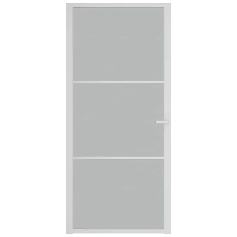 Vidaus durys, baltos, 93x201,5cm, matinis stiklas ir aliuminis