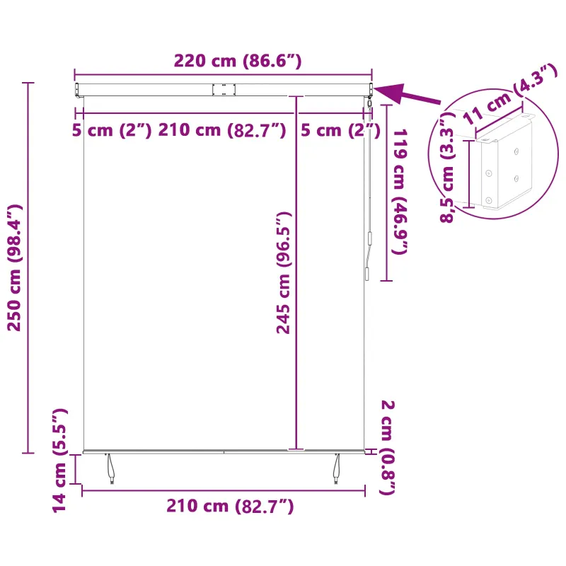 Roletas Antracito 200 x 250 cm Audinys ir aliuminis