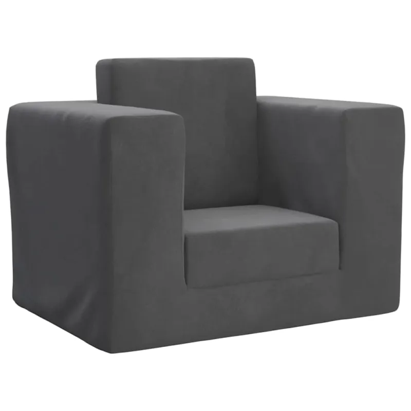 Vaikiška sofa-lova, antracito spalvos, minkštas pliušas