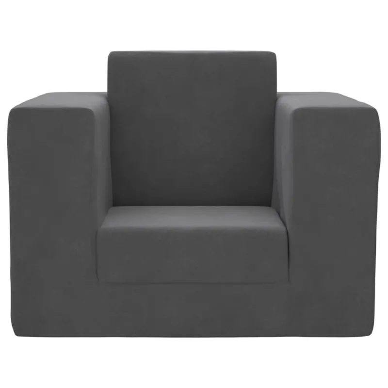Vaikiška sofa-lova, antracito spalvos, minkštas pliušas