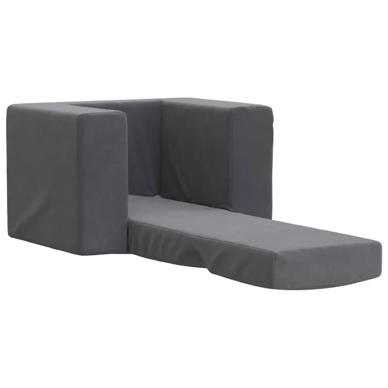 Vaikiška sofa-lova, antracito spalvos, minkštas pliušas