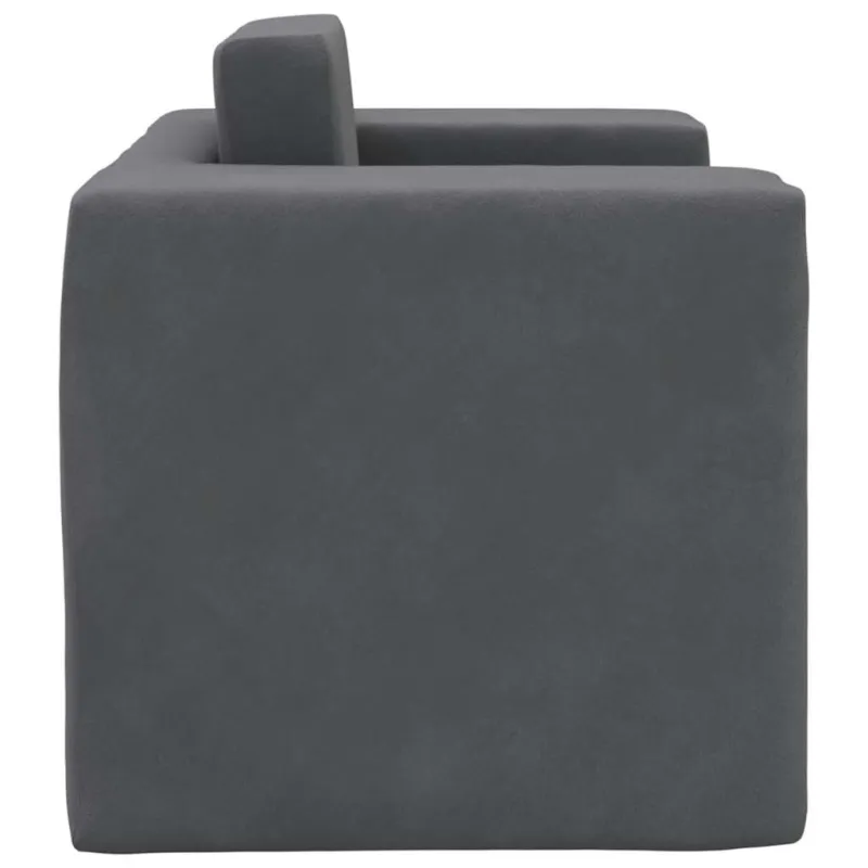 Vaikiška sofa-lova, antracito spalvos, minkštas pliušas