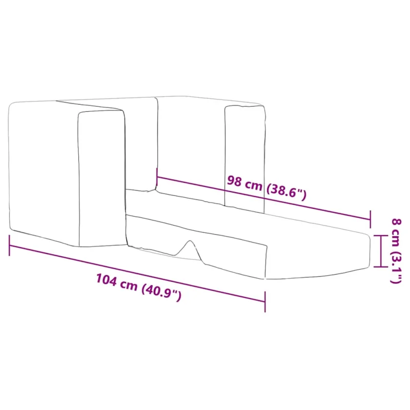 Vaikiška sofa-lova, antracito spalvos, minkštas pliušas