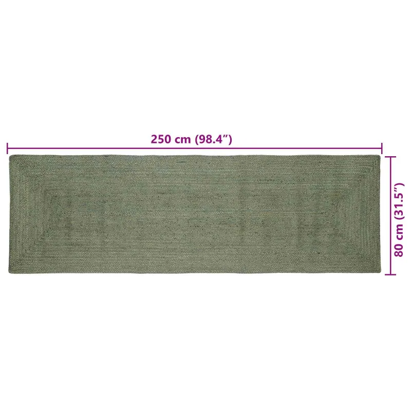 Zoninės kiliminės dangos Alyvuogių žalia 80 x 250 cm Džiutas