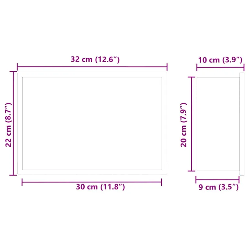 Dušo niša Balta 30 x 20 x 9,5 cm Nerūdijantis Plienas