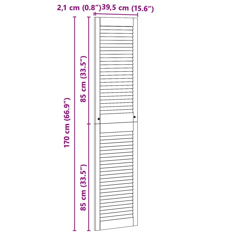 Spintelės durys su durimis 2 pcs Natūrali 170 x 2,1 x 39,5 cm