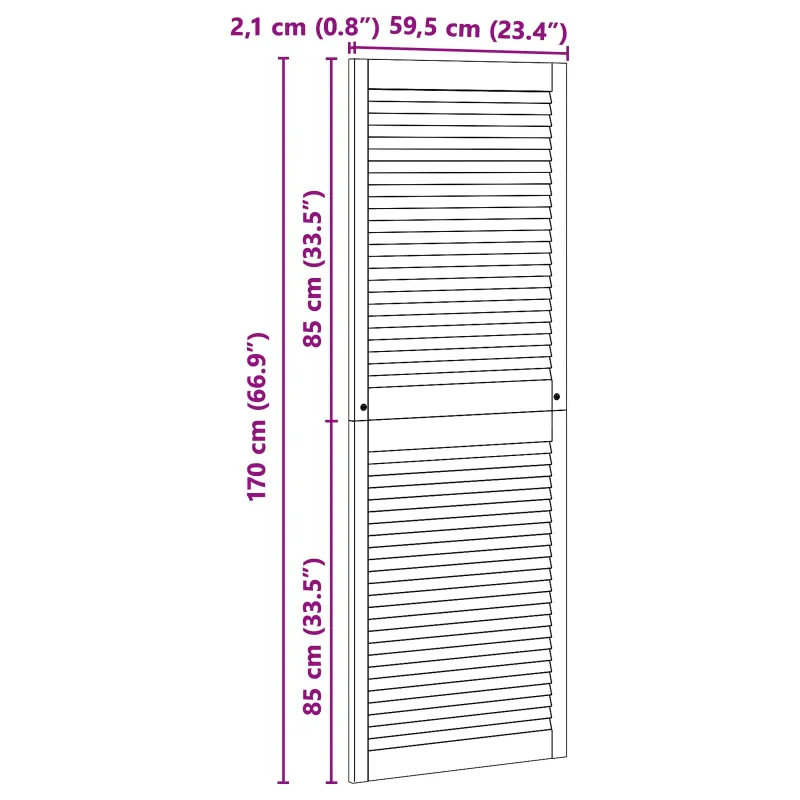Spintelės durys su durimis 2 pcs Natūrali 170 x 2,1 x 59,5 cm