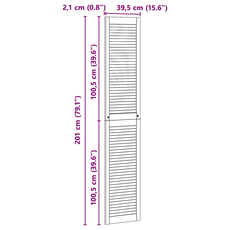 Spintelės durys su durimis 2 pcs Natūrali 201 x 2,1 x 39,5 cm
