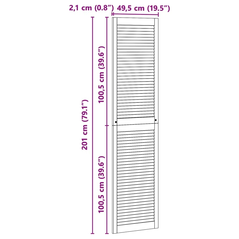 Spintelės durys su durimis 2 pcs Natūrali 201 x 2,1 x 49,5 cm