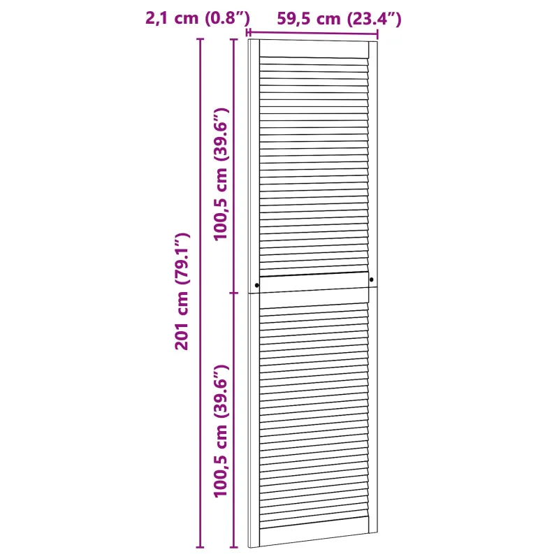 Spintelės durys su durimis 2 pcs Natūrali 201 x 2,1 x 59,5 cm