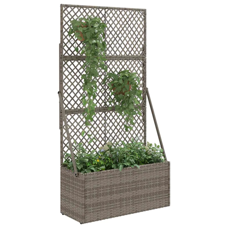 Sodas vazonas su trellis Pilka 70 x 30 x 135 cm poliratanas