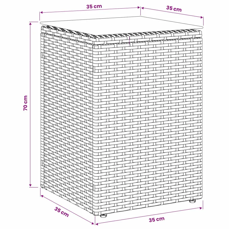 Šoninis stalas Juoda 35 x 35 x 70 cm poliratanas