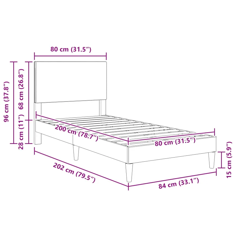 Lovos rėmas Šviesiai žalia pilka 80 x 200 cm Kordūrinis audinys