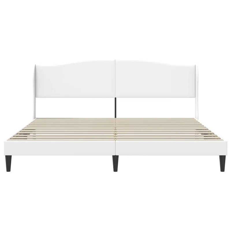 Lovos rėmas su galvūgalio Balta 200 x 200 cm Dirbtinė oda