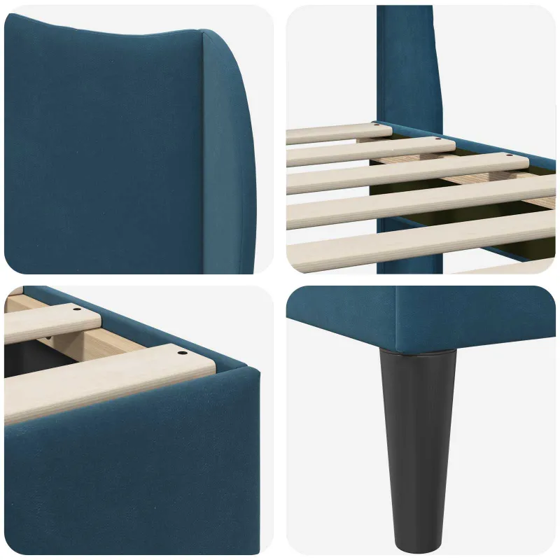 Lovos rėmas su galvūgalio Mėlyna 120 x 200 cm Aksomas