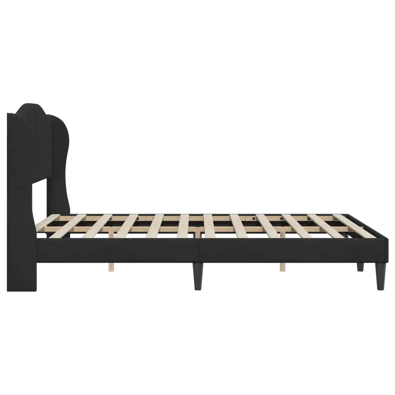 Lovos rėmas su galvūgalio Juoda 160 x 200 cm Aksomas