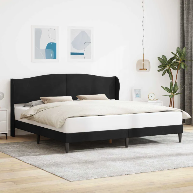 Lovos rėmas su galvūgalio Juoda 200 x 200 cm Aksomas