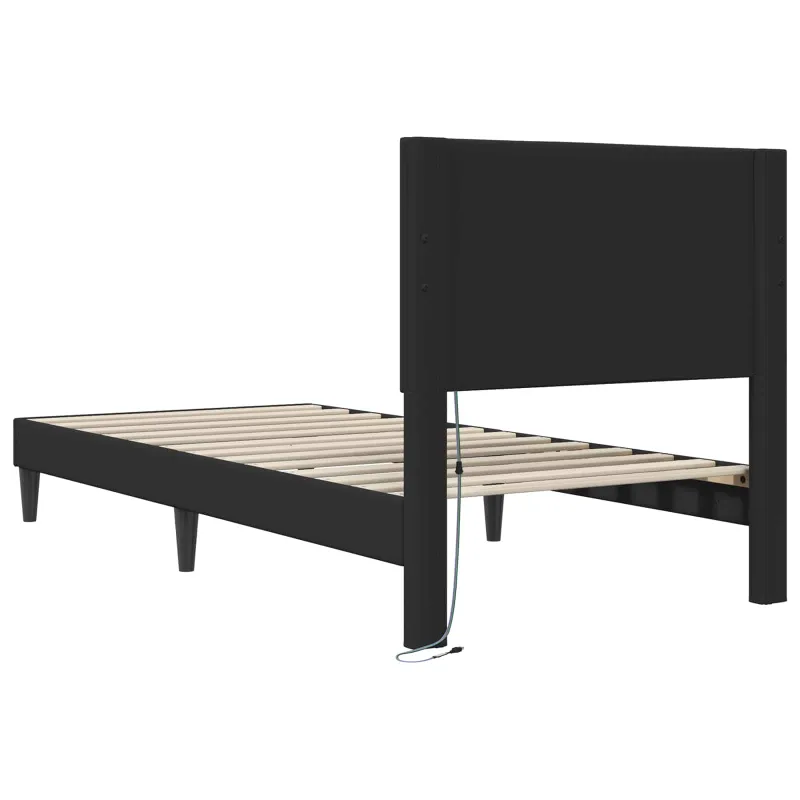 Lovos rėmas su LED juostelėmis Juoda 80 x 200 cm Dirbtinė oda