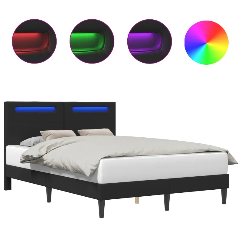Lovos rėmas su LED juostelėmis Juoda 120 x 190 cm Dirbtinė oda