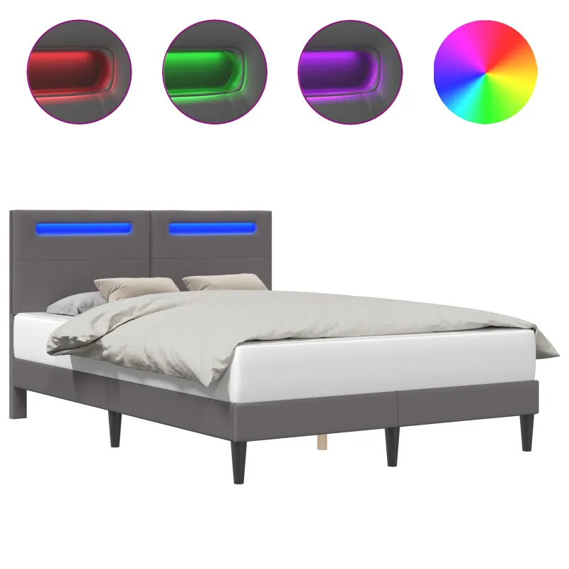 Lovos rėmas su LED juostelėmis Pilka 120 x 200 cm Dirbtinė oda