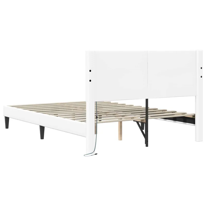 Lovos rėmas su LED juostelėmis Balta 120 x 200 cm Dirbtinė oda
