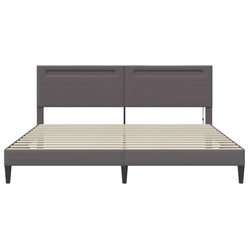 Lovos rėmas su LED juostelėmis Pilka 180 x 200 cm Dirbtinė oda