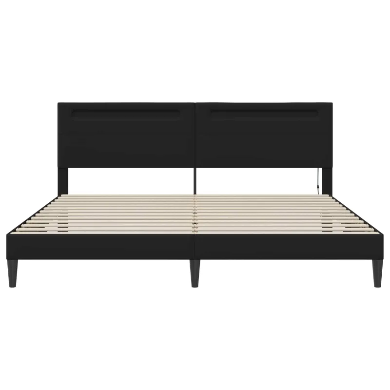 Lovos rėmas su LED juostelėmis Juoda 180 x 200 cm Dirbtinė oda