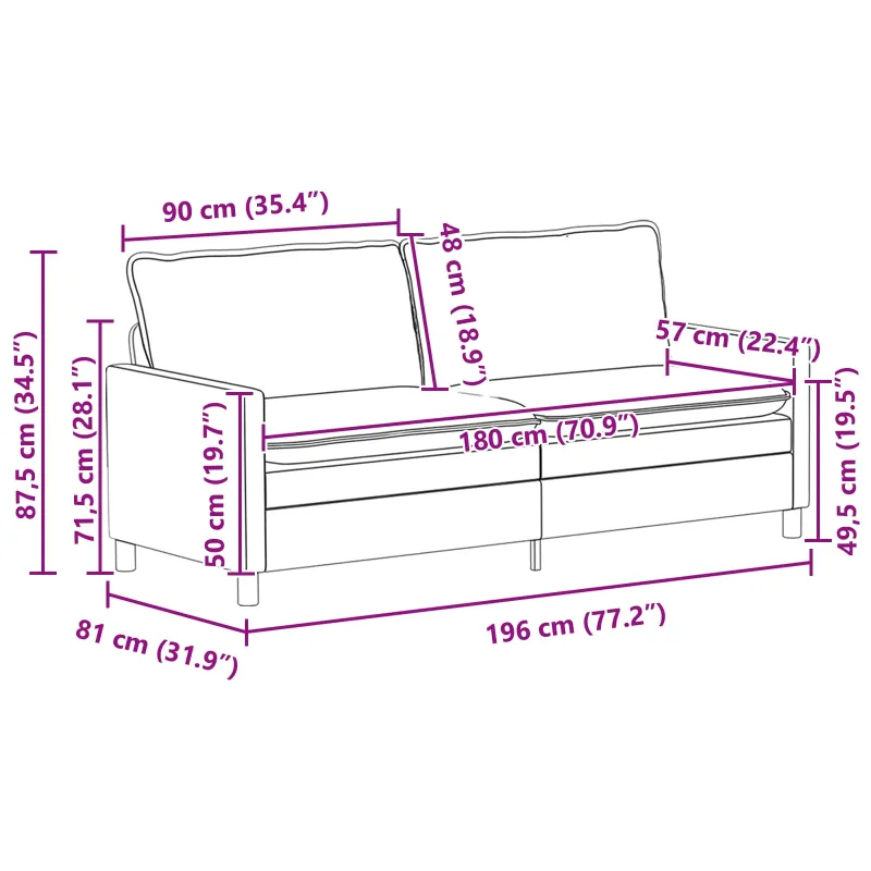 Sofa Tamsiai pilka 196 x 81 x 87,5 cm Audinys