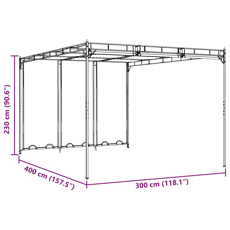 Pavėsinė 4 x 3 x 2,3 m Žalia Poliesteris ir plienas
