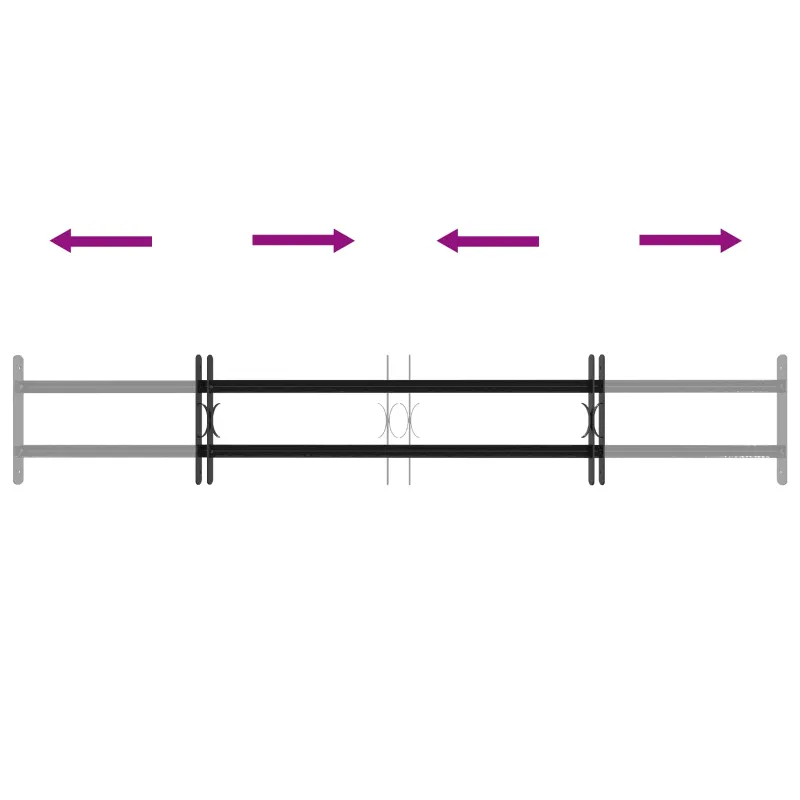 Langų saugos grotelės su 2 skersiniais 3 pcs 93-174 cm