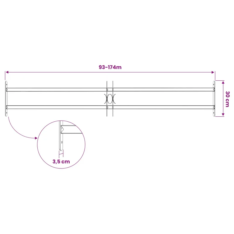 Langų saugos grotelės su 2 skersiniais 3 pcs 93-174 cm