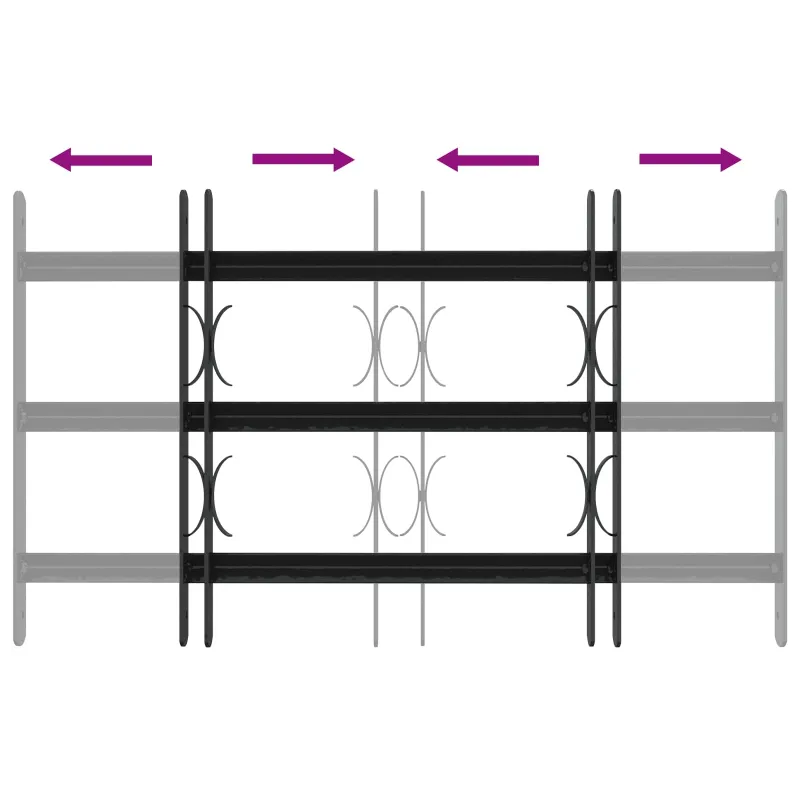 Langų saugos grotelės su 3 skersinėmis 3 pcs 43-74 cm