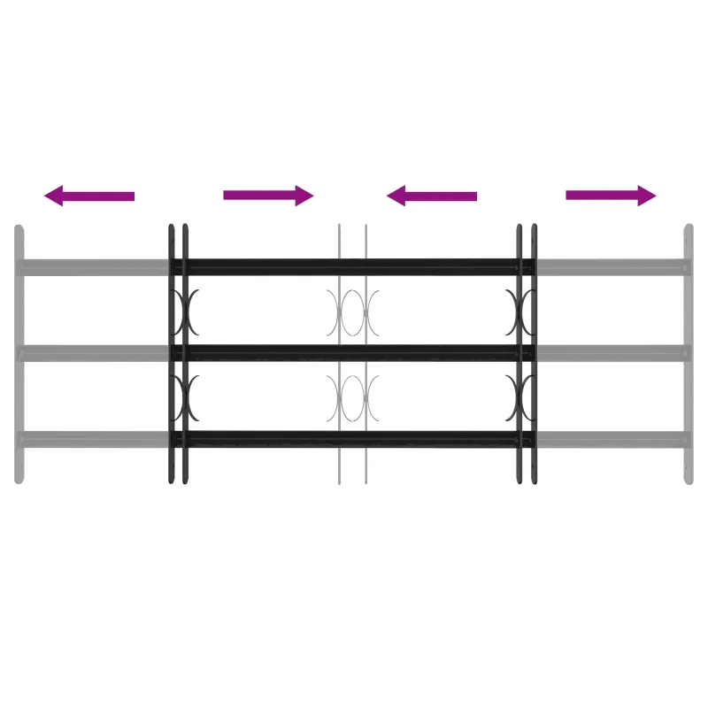 Langų saugos grotelės su 3 skersinėmis 3 pcs 63-114 cm
