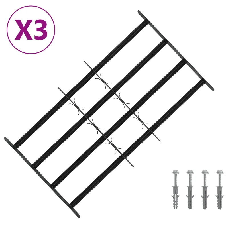 Saugumo grotelės langams su 4 kryžmėmis 3 pcs 63-114 cm
