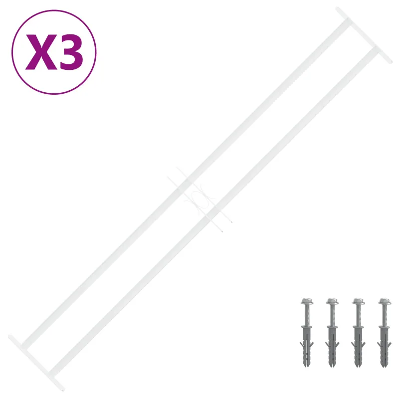 Langų saugos grotelės su 2 skersiniais 3 pcs 93-174 cm
