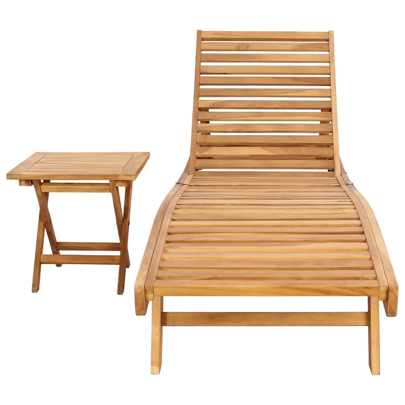 Saulės gultas 2 pcs Ruda Kieto teka medžio