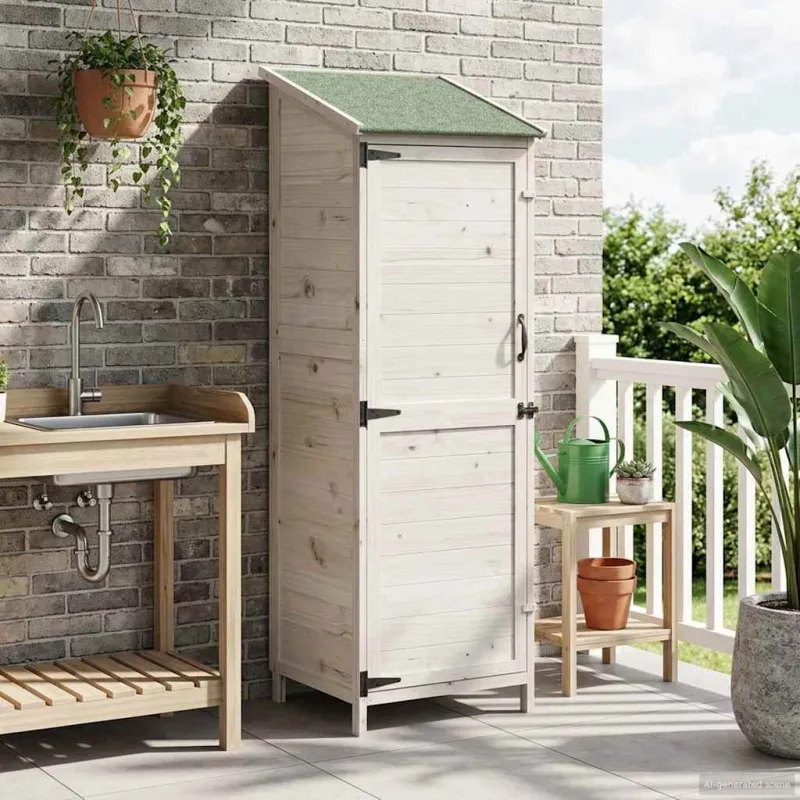 Sodo Sandėlys Balta 59,5 x 56 x 176,5 cm Apdirbta mediena