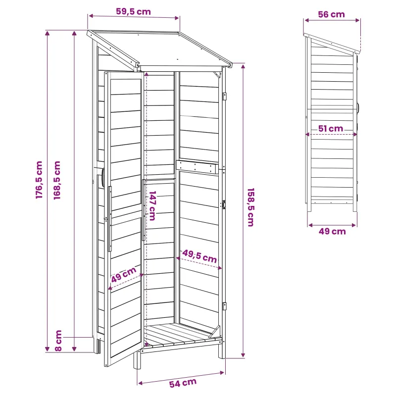 Sodo Sandėlys Balta 59,5 x 56 x 176,5 cm Apdirbta mediena