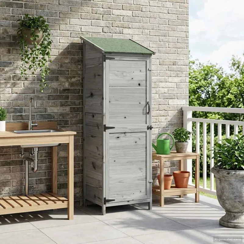 Sodo Sandėlys Pilka 59,5 x 56 x 176,5 cm Apdirbta mediena