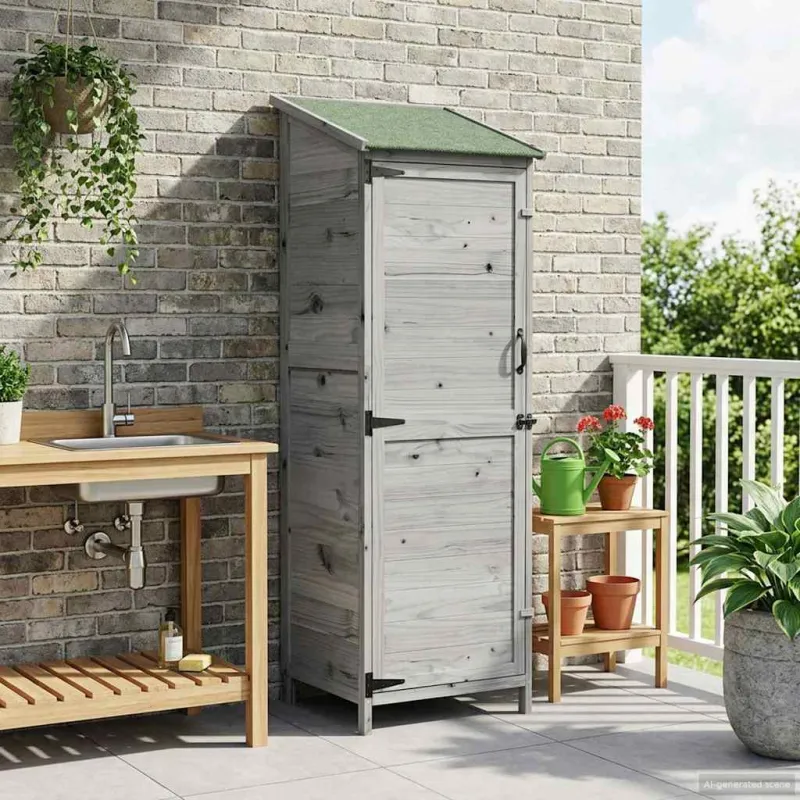 Sodo Sandėlys Pilka 59,5 x 56 x 176,5 cm Apdirbta mediena